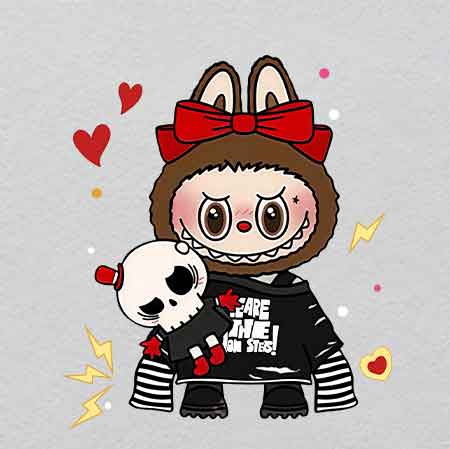 labubu（190）-w29.8h33.6	Labubu Shine: Iron-On Patch with UV Crystal