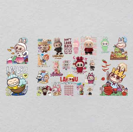 labubu（94）-w33.7h17	Labubu's Hidden Glow: Crystal UV Iron-Ons