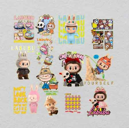 labubu（45）-w34.5h34.9	Light Up Your Style: Labubu UV Crystal Iron-Ons