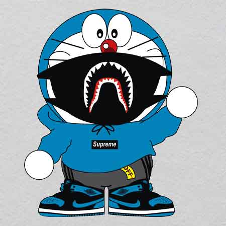 Trendy Doraemon w28.1h33.6	 Crystal Label | Glowing Underwater Cityscape