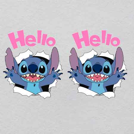 Cartoon Stitch w34h18.9	 Iron-On | Glowing Information Storage