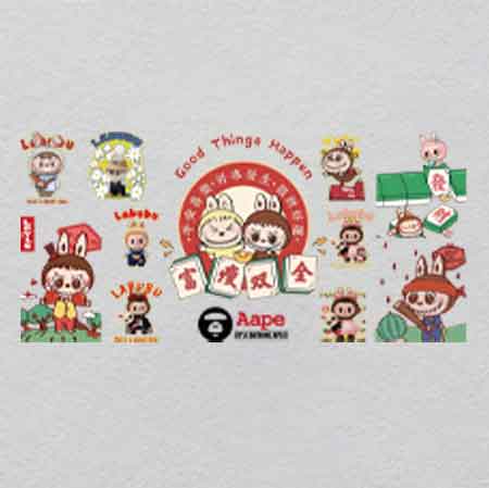 labubu（90）-w33.8h16	Labubu Night Glow: Iron-On Patches with Crystal UV