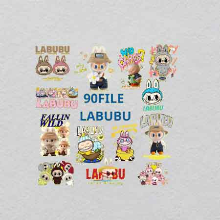 labubu（49）-w34.5h34	The Enchanted Labubu UV Crystal Patch Set