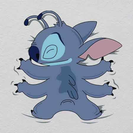 Cartoon Stitch -1w3.9h34.3	Neon Shadow Puppet UV Patch | Glowing Hand-Cast Silhouette