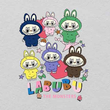 labubu（215）-w26.2h34.9	Labubu's Glowing Secret: UV Crystal Iron-On