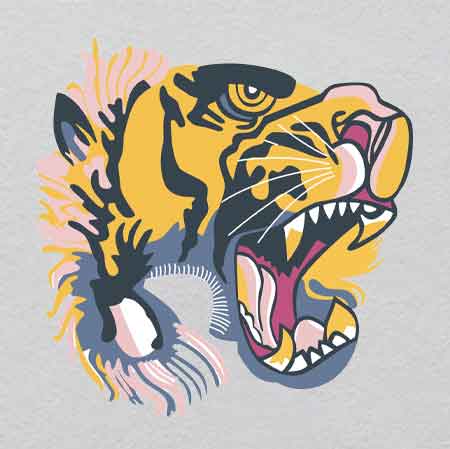 Vector Tiger Head w29.8h30.2	 Crystal Label | Glowing Shared Vision
