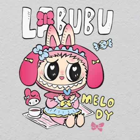 labubu（277）-w25.9h34	Labubu UV Reactive Crystal Iron-On Artwork