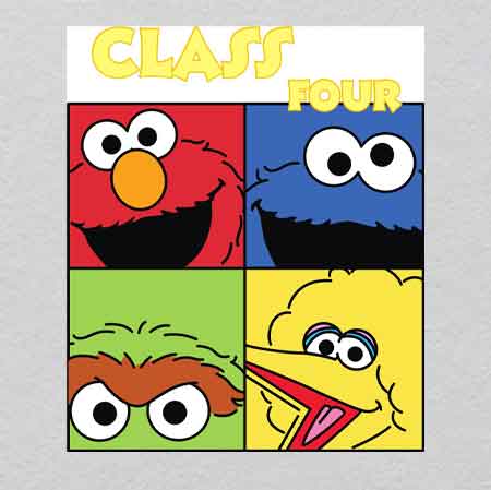 Four grid painting Sesame Street w29.4h35	Crystal Retro Flying Saucer Iron-On | Classic UFO Glow